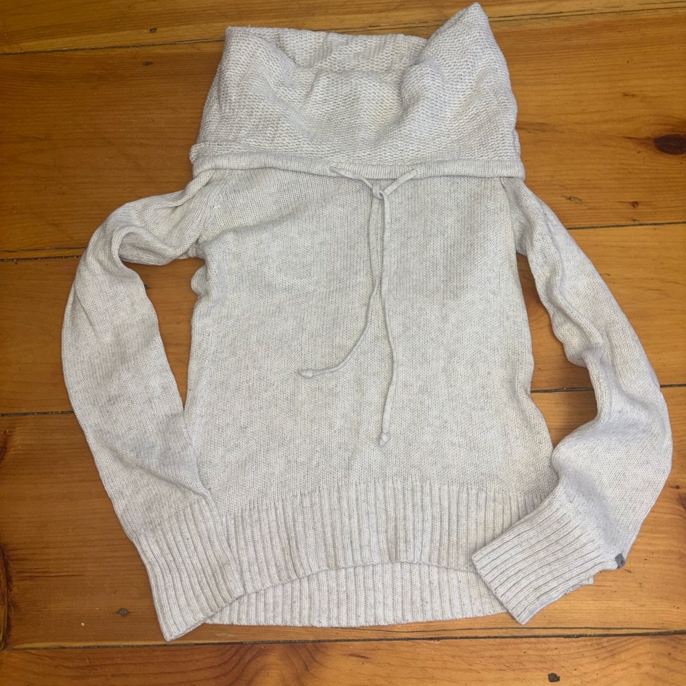Columbia Cowl Neck Knit Sweater Hoodie – Cream – XS
